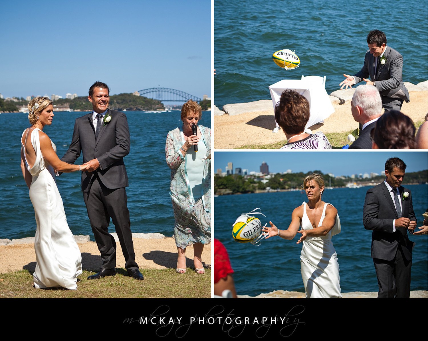 Jess plays league and rugby sevens so the best man passed the rings Jess Peter - Clarkes Point Reserve wedding