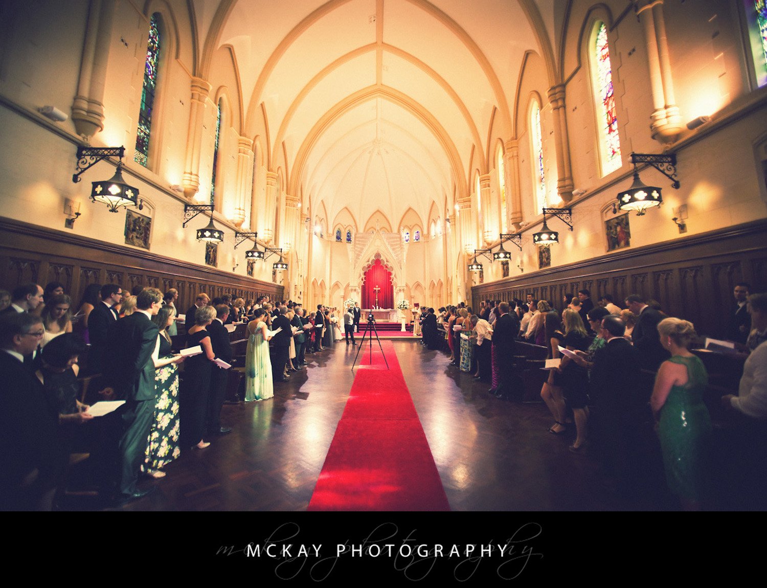 Wide angle photo of Cerretti Chapel wedding