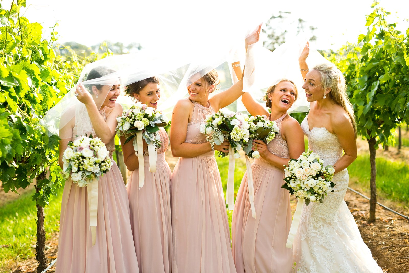 Centennial Vineyards Bowral wedding bridemaids veil fun