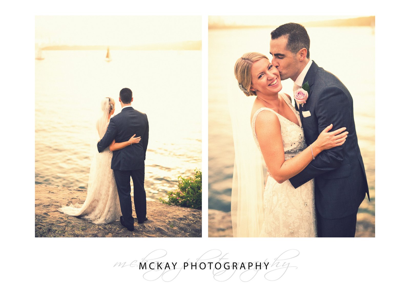 Sunset wedding photos above Camp Cove