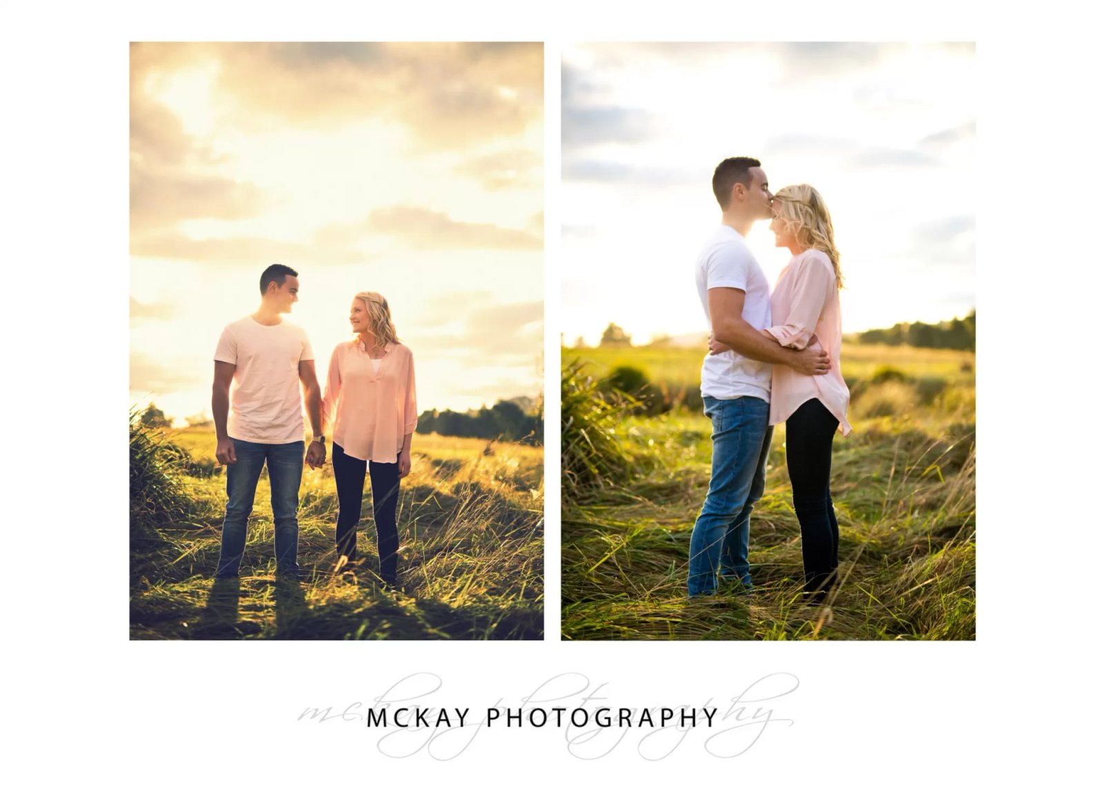 Sunset light at engagement photography session in Bowral
