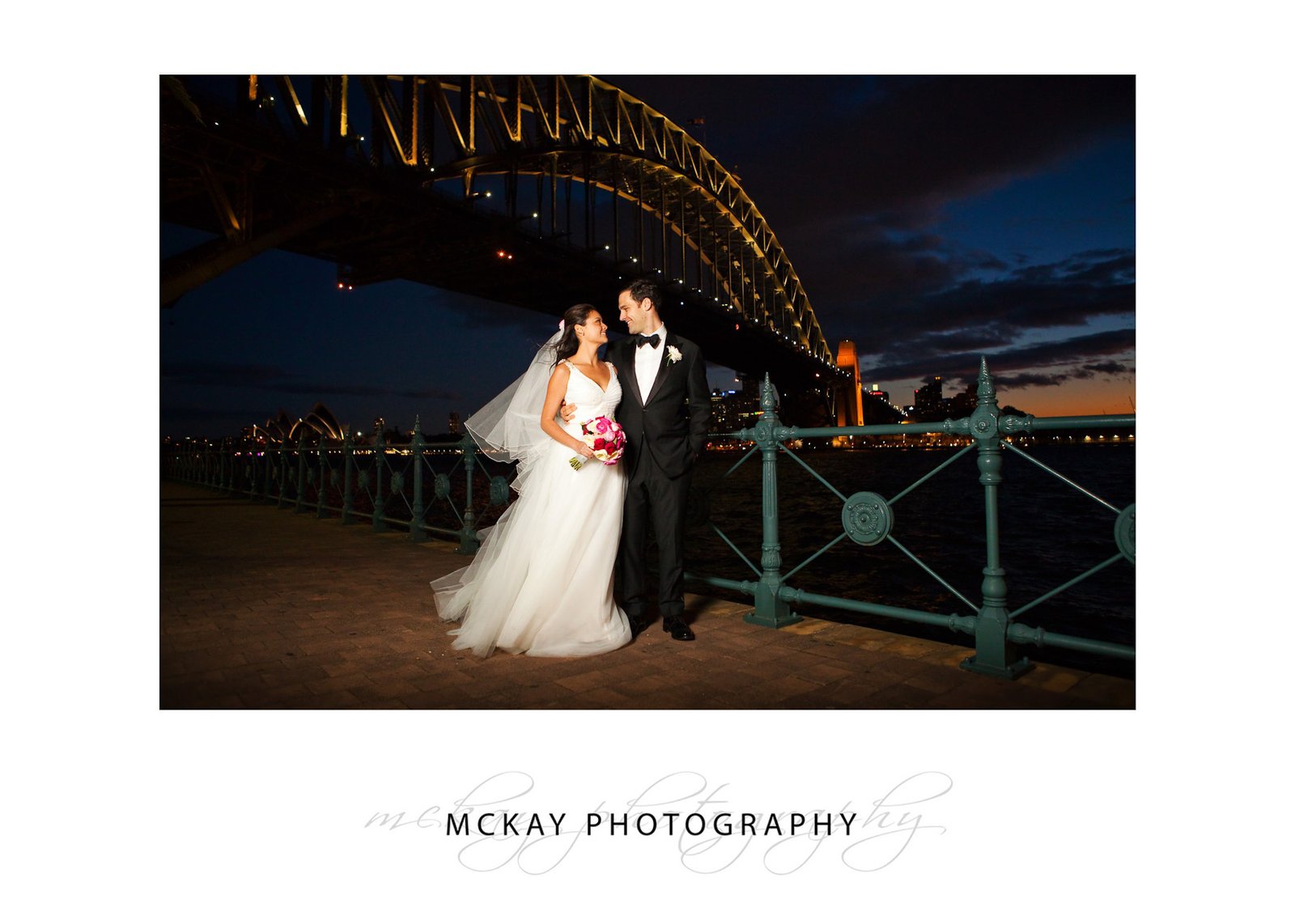 Night wedding shot Harbour Bridge