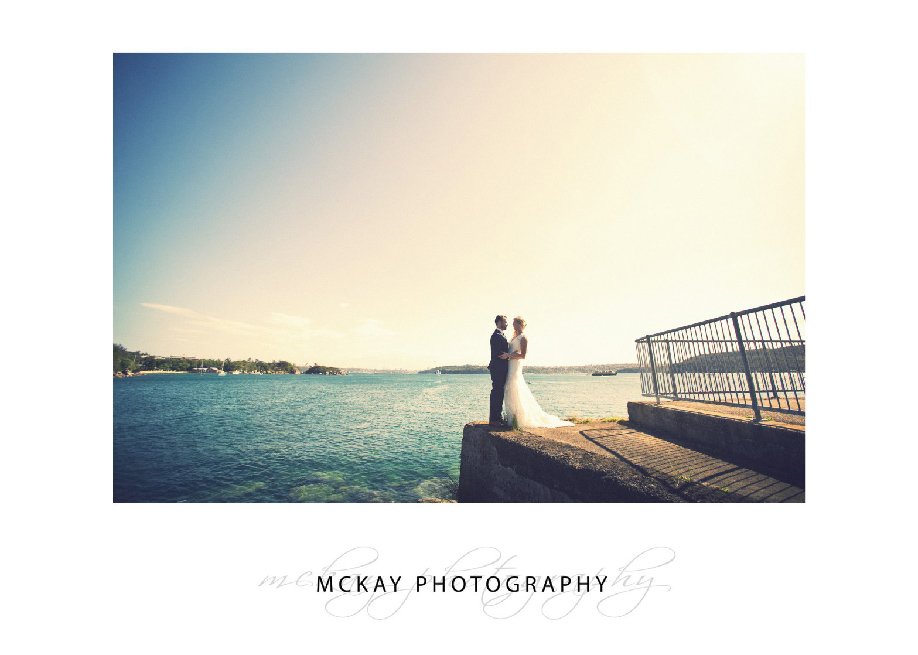 Bride and groom Little Manly Point Sydney Harbour wedding photo