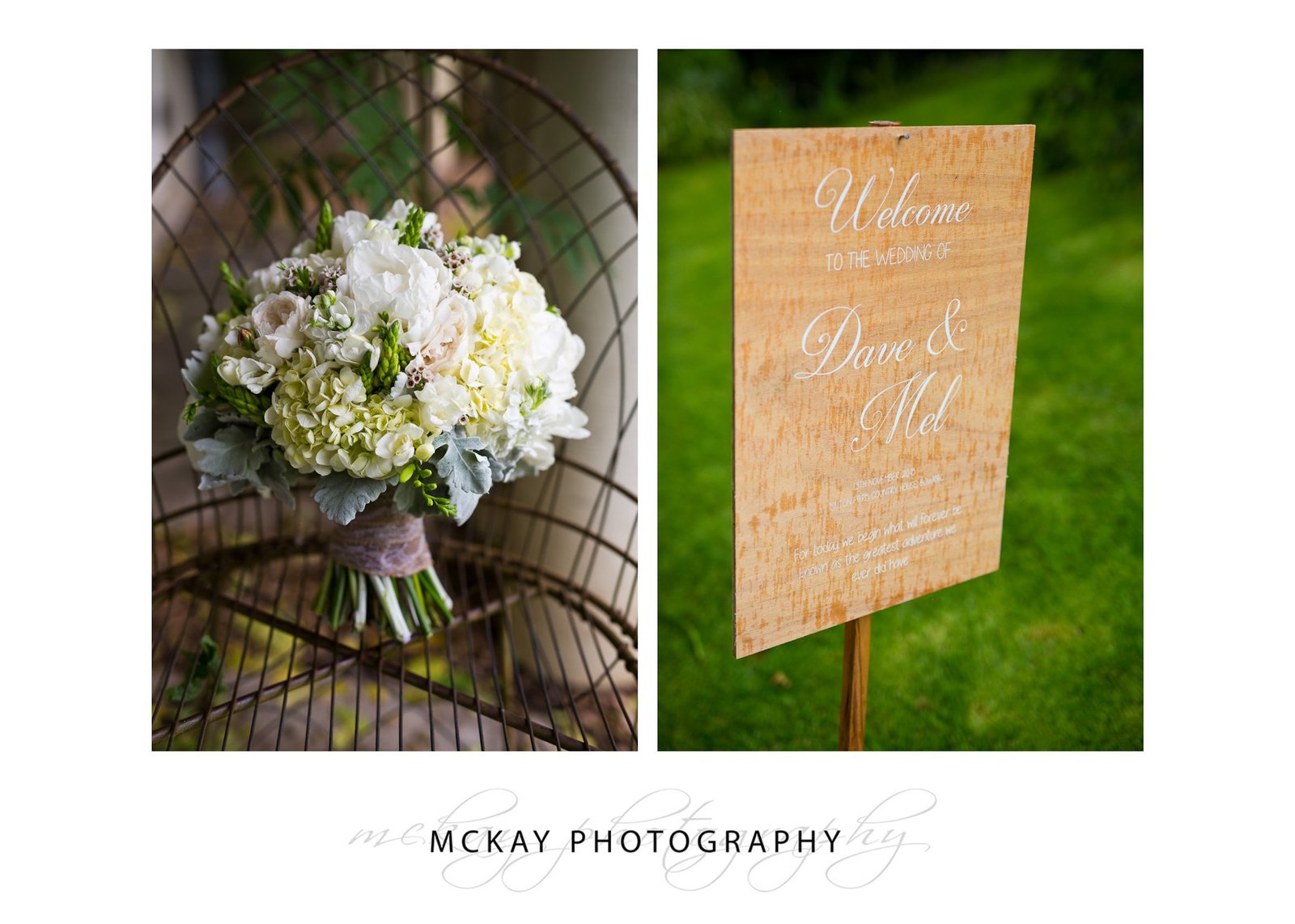 Wedding flowers and sign