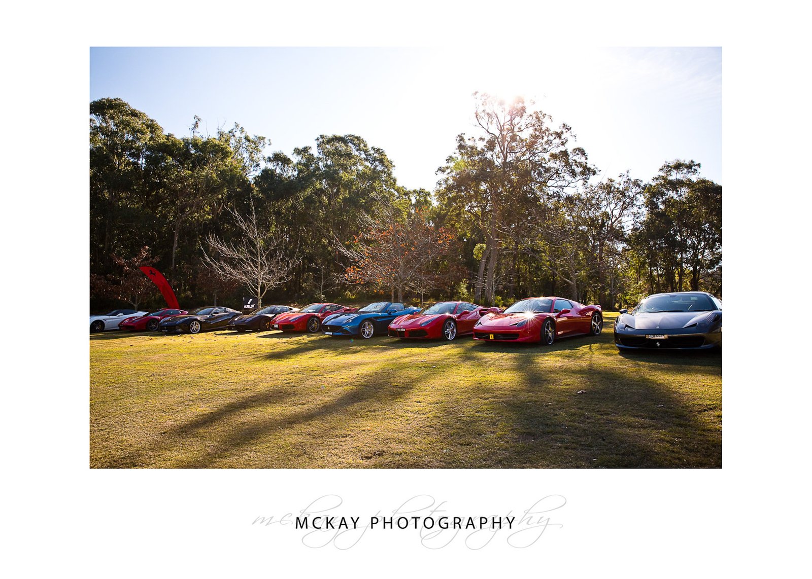 Line up of Ferrari cars - commercial photography Bowral