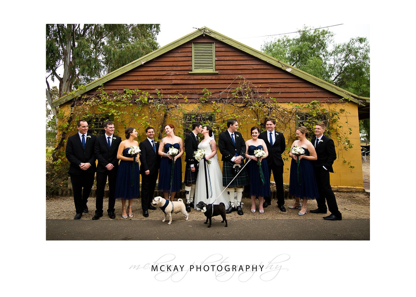 Bridal party at wedding Gledswood Homestead and Winery