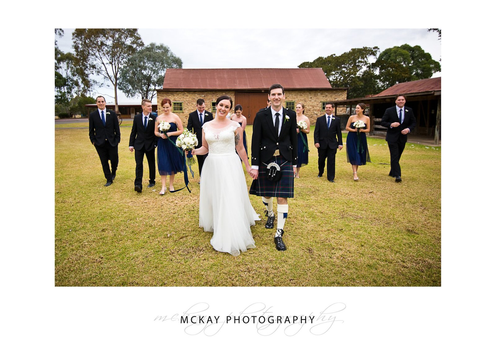 Bridal party at wedding Gledswood Homestead and Winery
