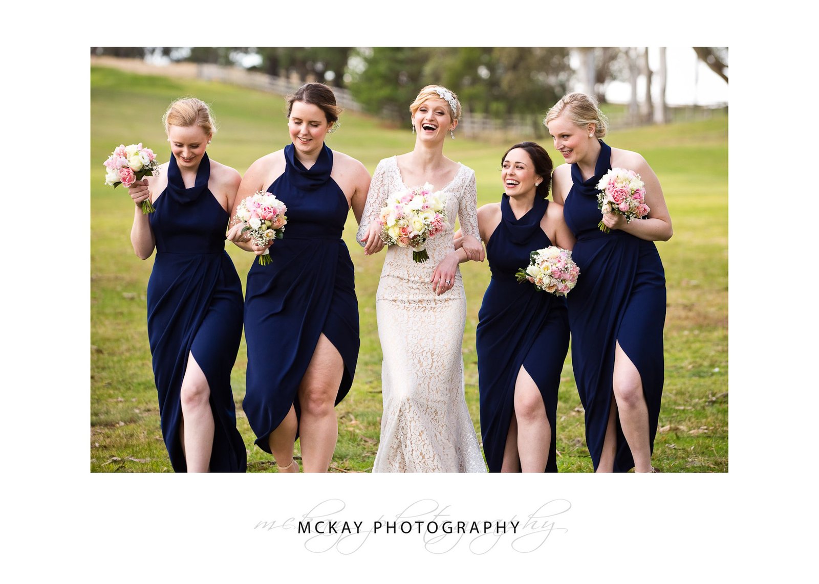 Lucy and bridesmaids photo on golf course