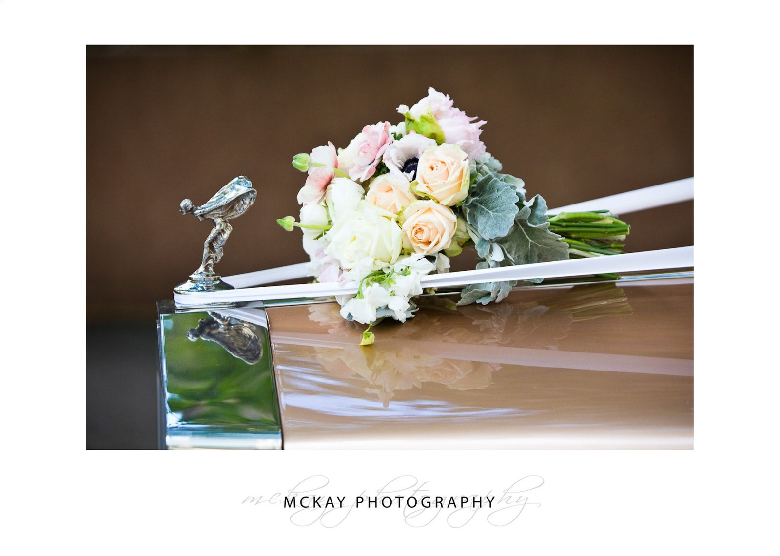 Flowers on wedding car