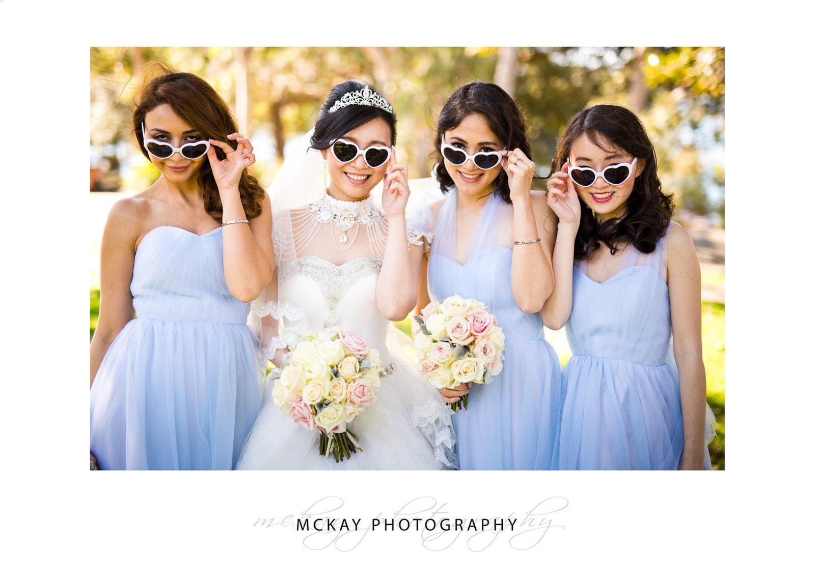 Bridesmaids with sunglasses