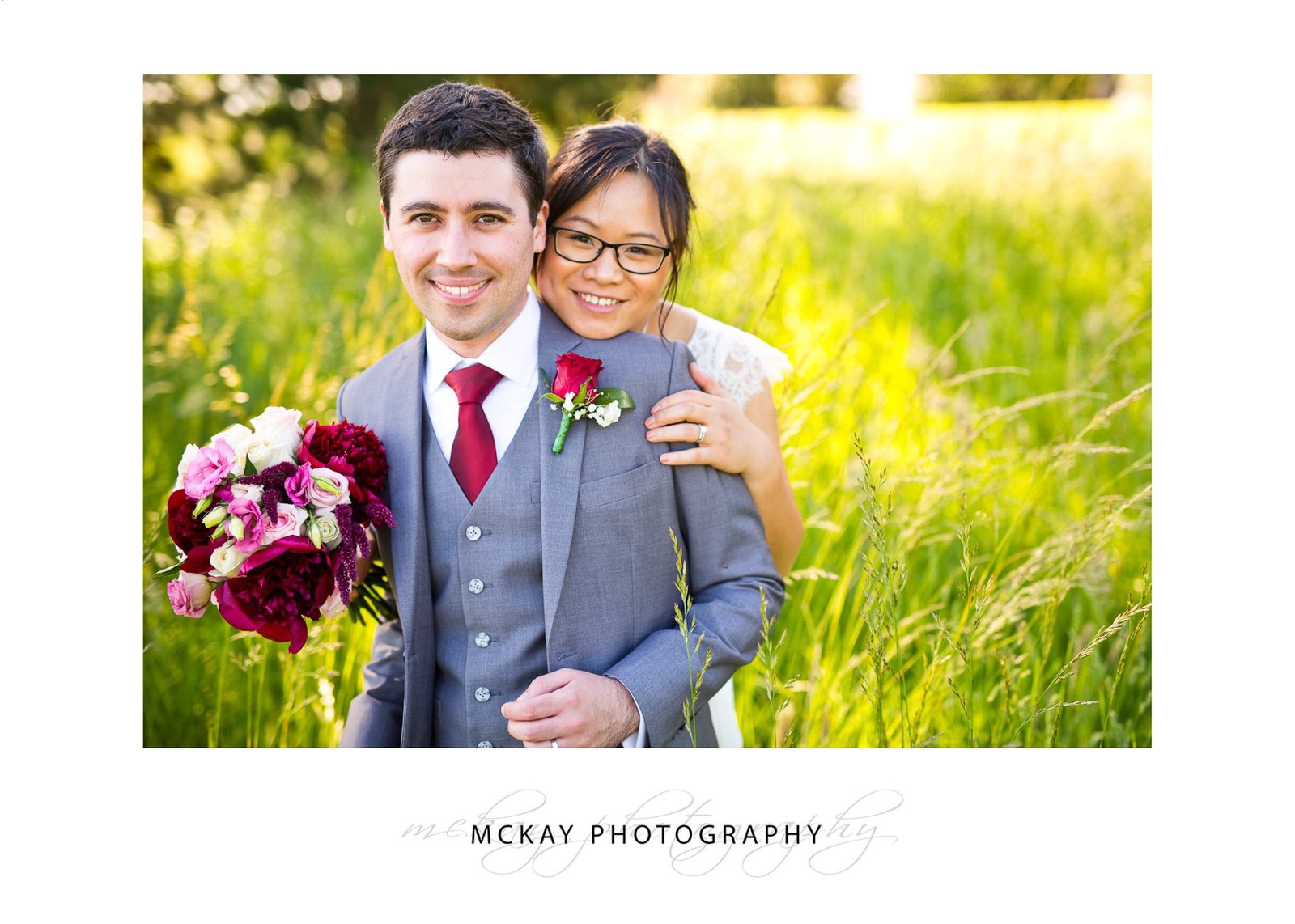 Wedding colour at Briars photos in grass field