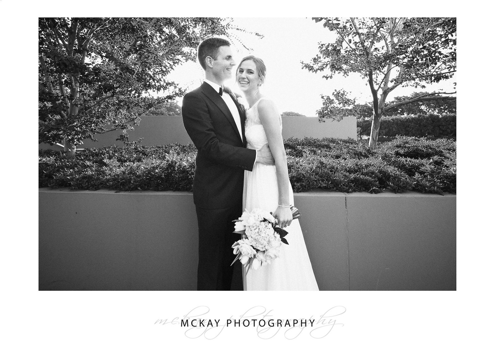Black and white candid wedding photo