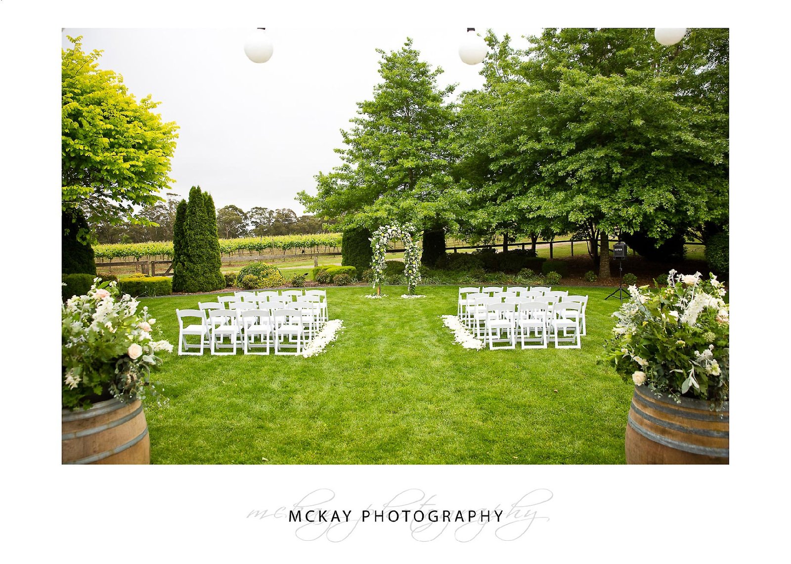 Centennial Vineyards wedding ceremony set up on lawn
