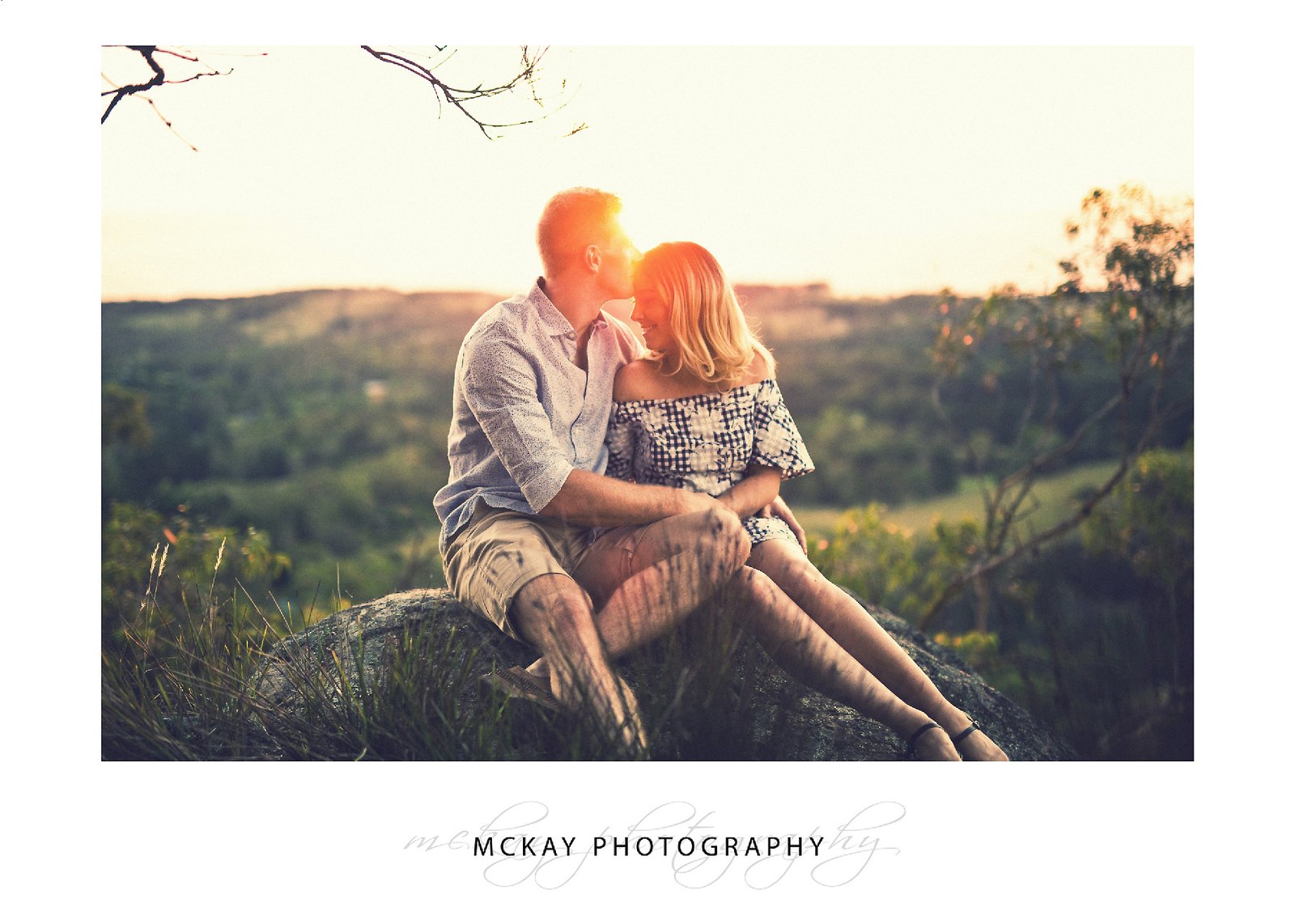 Engagement Photography at Sunset glowing light Mt Gibraltar Bowral