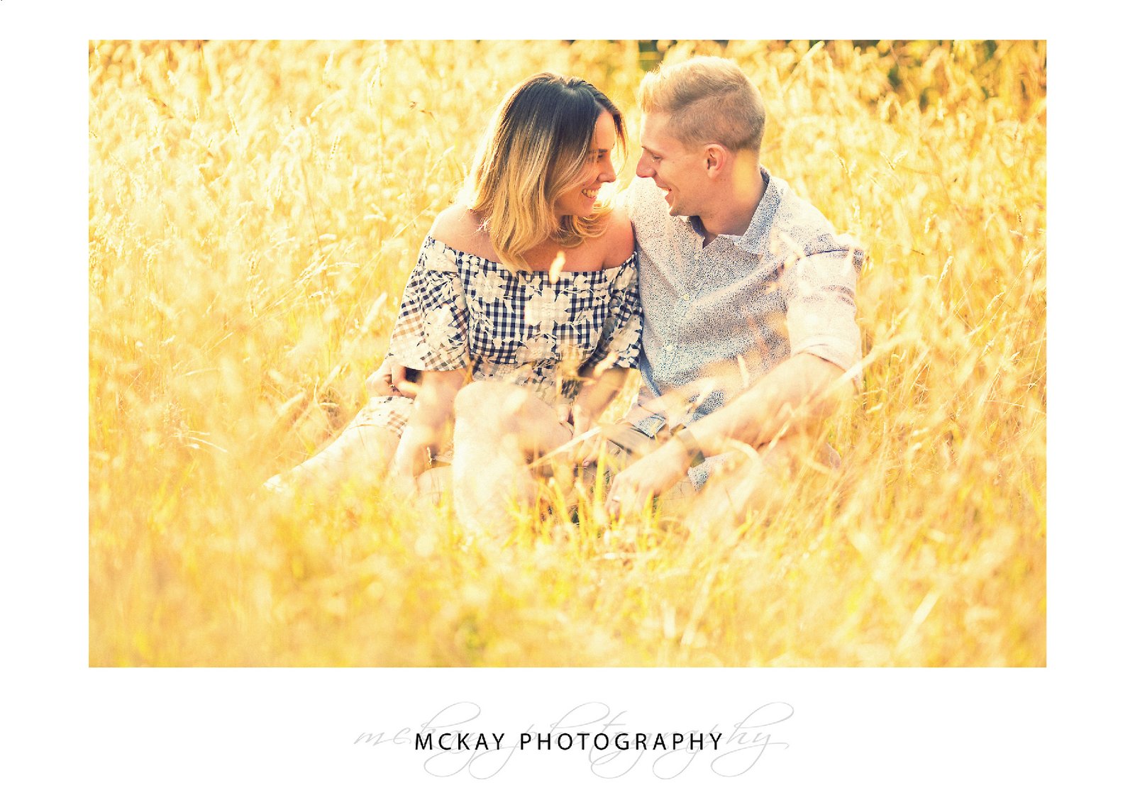 Engagement couple Long grass Bowral