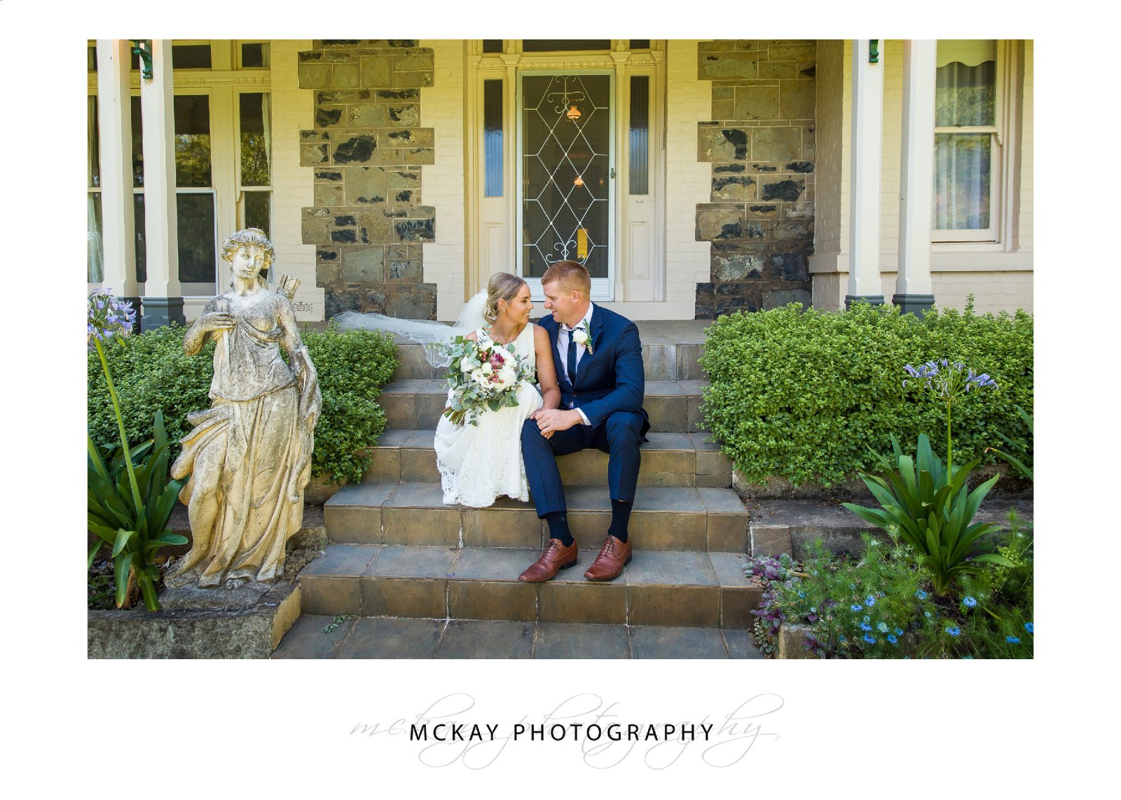On the steps of the old homestead at Leeston wedding