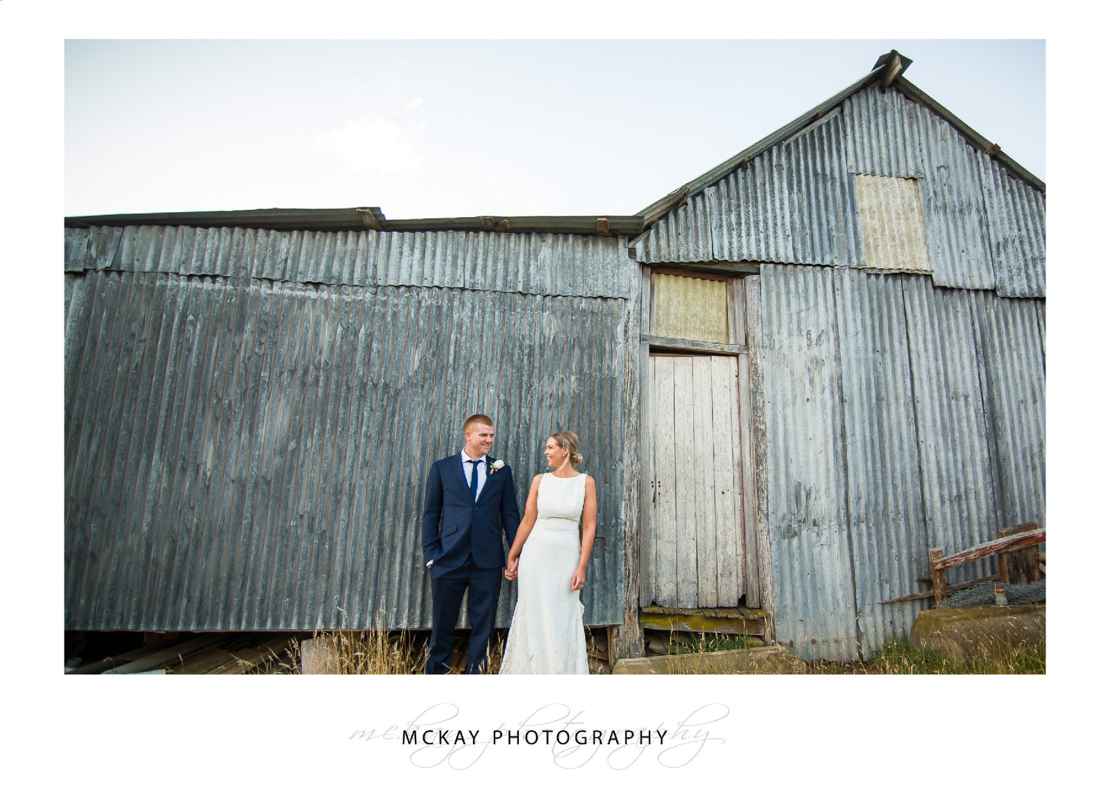 Old farm shed wedding photo Leeston