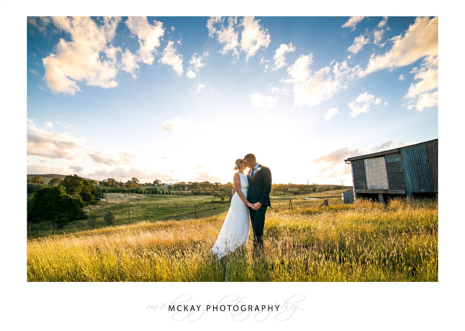 The Barn at Leeston sunset wedding photo
