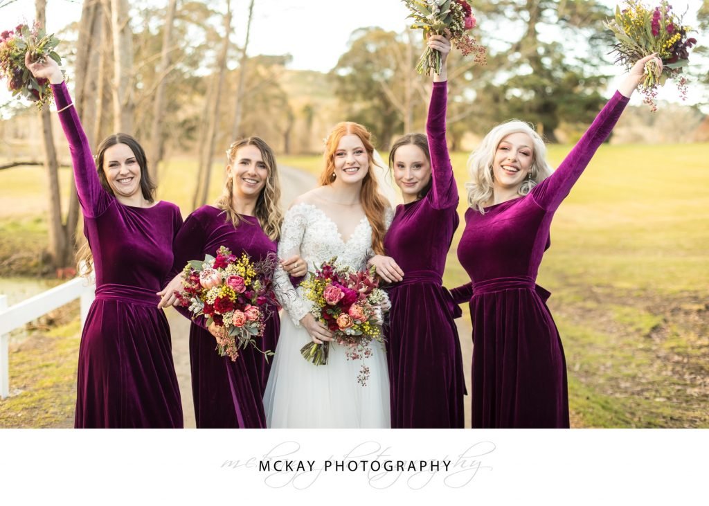 bridesmaids purple bowral wedding